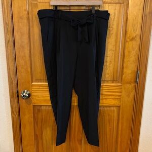 LOFT Black Paperbag Waist Tie Trousers
